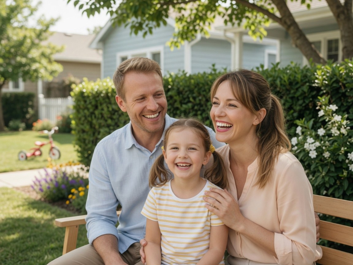 Family smiling outdoors—illustrating family dental care at LeesPike Dental in Sterling, VA